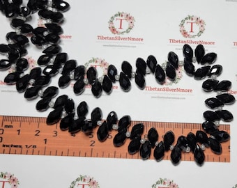 1 strand or 100 pcs of 8x12mm Faceted top drilled Teardrop Black Chinese Crystal.