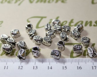 36 pcs per pack 7x5mm Large Hole Tube Antique Silver Lead Free Pewter