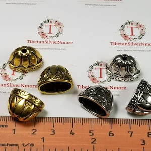 6 pcs per pack 18x14mm Large Oval Cone Antique Silver or Gold Lead Free Pewter