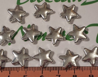 16 pcs per pack 12mm 4mm thickness Star Beads Antique Silver Finish Lead Free Pewter