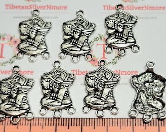 12 pcs per pack of 24x14mm Mayan Glyph Double Link with 3mm loops Antique Silver Finish Lead Free Pewter