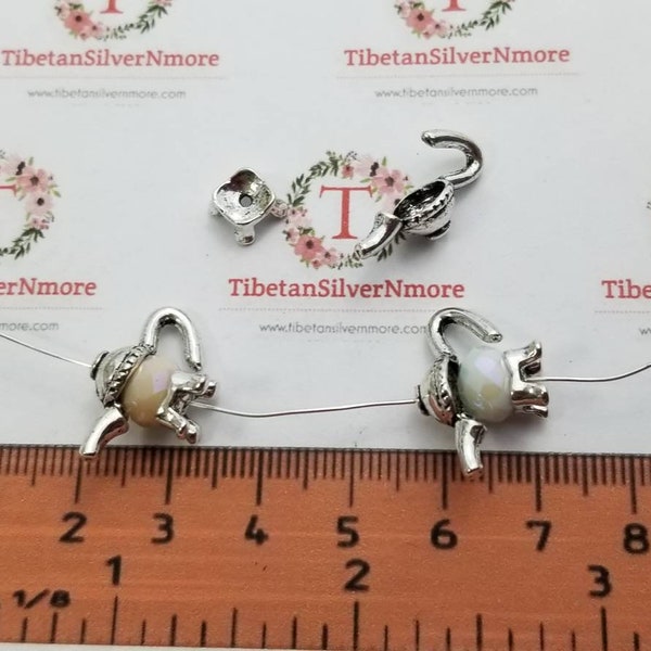 14 pairs per pack 20x15mm plain Teapot Beads Cap fitted 7mm - 10mm bead in Antique Silver lead Free Pewter