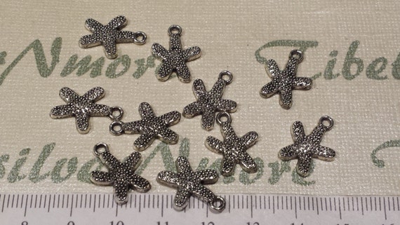 Small Starfish Charm Antique Finish Sterling Silver Small Starfish Charm Antique Finish Sterling Silver