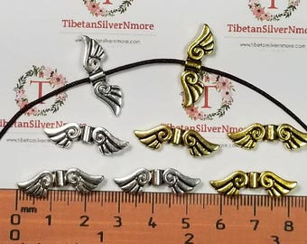 12 szt. w opakowaniu 25 x 7 mm koraliki skrzydła anioła wykończenie antyczne srebro lub złoto cyna bez ołowiu