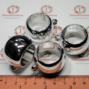 4 pieces a pack of Extra Large 30mm with 20mm hole Tube Scarf Acrylic Bail with 3mm loop plain shiny Silver.