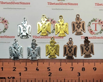 18 pcs per pack 18x12mm Reversible antique Silver, Gold or Copper Thunderbird Charm lead free Pewter