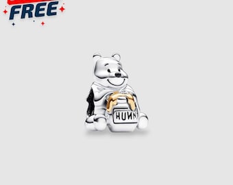 Disney 100 Pooh Charm S925 14k Gold, Diamond Honey Pot, Anniversary Bead, Collector Jewelry, Birthday Present Idea, Gift for Her, Xmas Gift