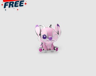 Disney Ängelberlock S925, Lila Emalj, Stitch Flickvänspärla, Söt Alien-hänge, Födelsedagspresentidé, Present till henne, Julklapp