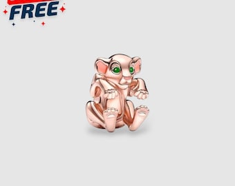 Charm de Nala de Disney chapado en oro rosa de 14 k, joyería del Rey León, colgante con forma de animal, ideal como regalo de Navidad.