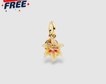 Disney Tangled Charm 14k Gold Plated, Sundrop Flower Glow, Pendant for Necklace & Bracelet, Rapunzel, Magic Flower Jewelry, Christmas Gift
