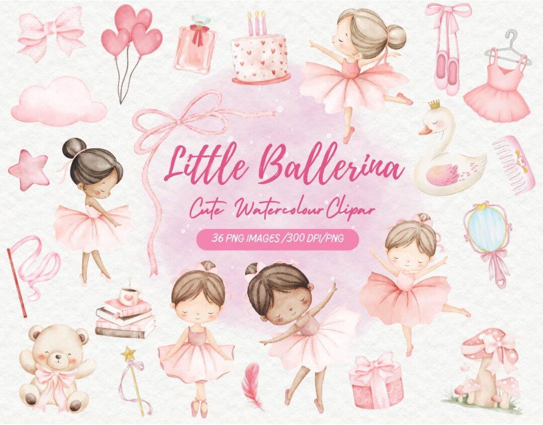 Little Ballerina Watercolor Clipart - Etsy