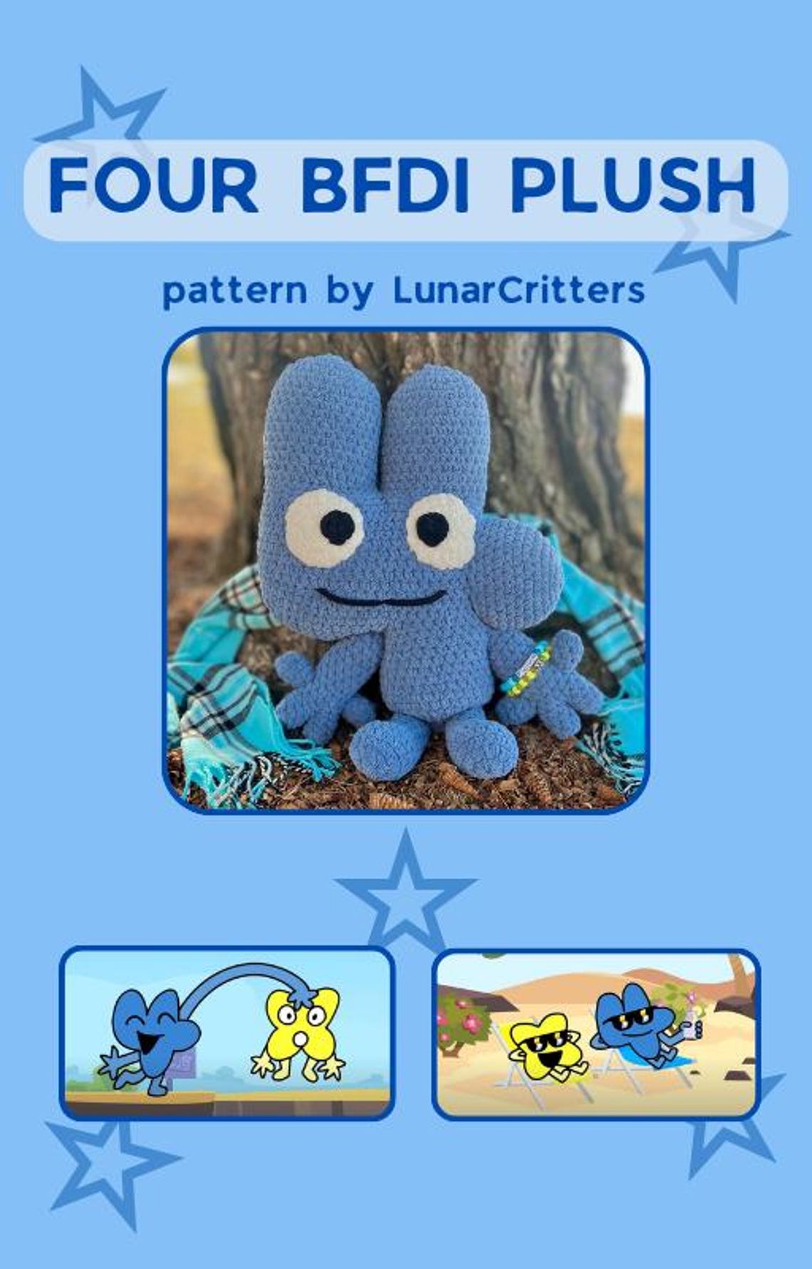 Four BFDI Crochet Pattern PDF Digital Download - Etsy
