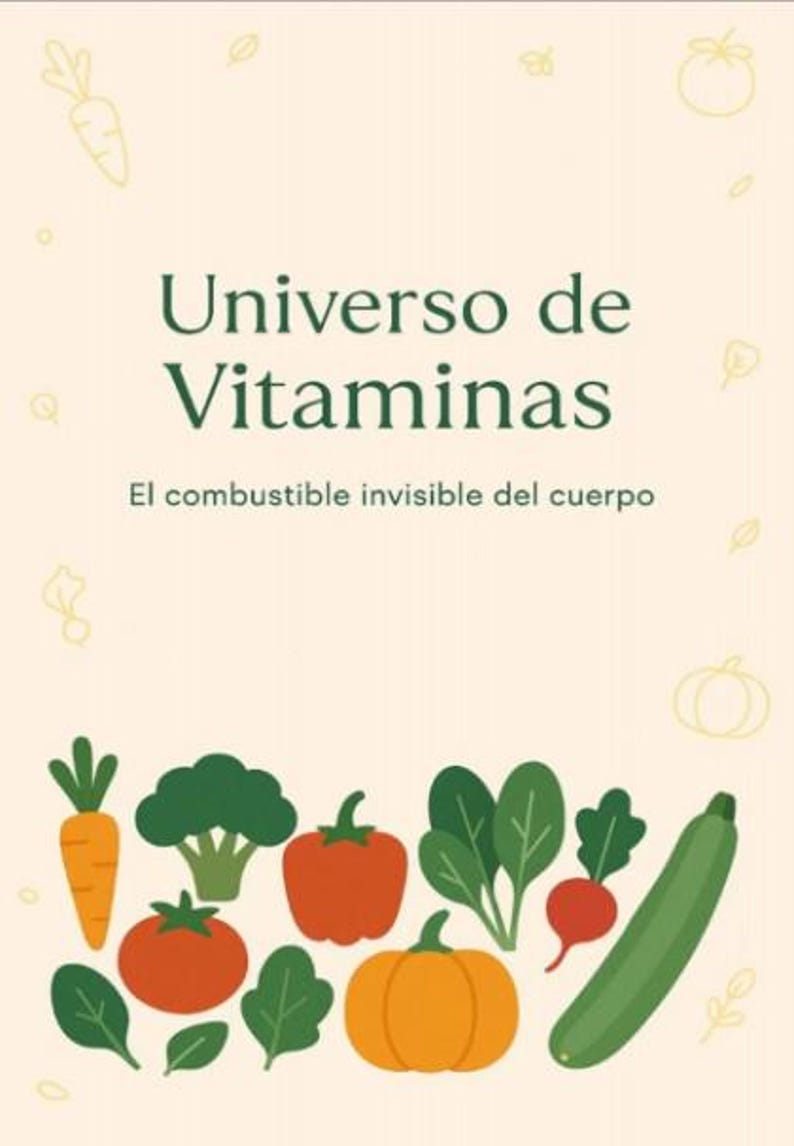 Vitamins eBook Longevidad A5 + Tabla de Vitaminas A4 (6 págs) | Nutrición, Salud, Vegan, Vegetariano, Omnivoro image 1