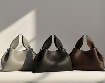 Structured Leather Top Handle Bag, Crossbody Purse, Women’s Designer Handbag, Shoulder Bag, Office & Casual Chic Bag