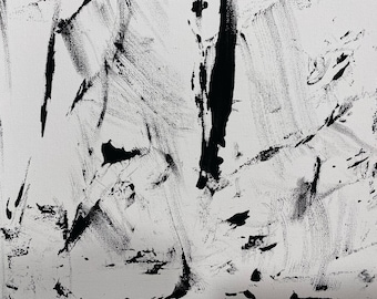 Original Schwarz Weiß Abstrakte Acrylbild, 11x14 Minimalistische Kunst