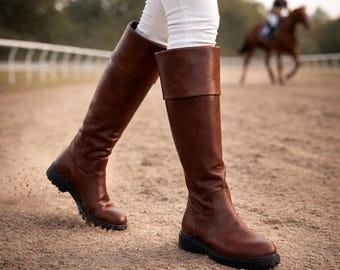 Brązowe skórzane buty do połowy łydki – unisex, ręcznie robione, buty outdoorowe w stylu vintage, obuwie na co dzień i na zimę