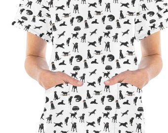 Women's Scrub Top - Black Labs