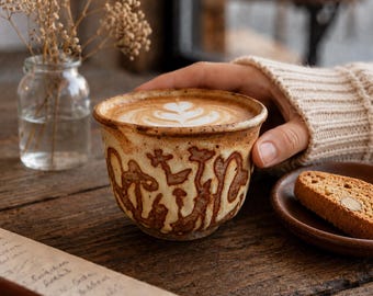 Handmade Ceramic Cappuccino Cup | Hot Chocolate Mug | Stoneware Tumbler