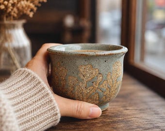 Ręcznie robiony ceramiczny kubek do cappuccino | Kubek do gorącej czekolady | Kamionkowy kubek