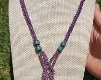 Chrysocolla stone - handmade macrame necklace