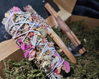 Handmade herbal smudge kit