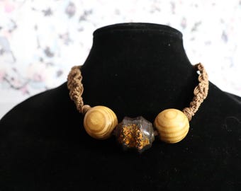 Antique glass bead - handmade macrame necklace