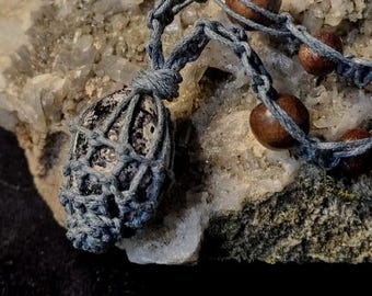 Snowflake Obsidian stone - handmade macrame necklace