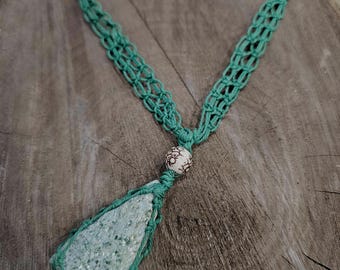 Fuscite stone - handmade macrame necklace
