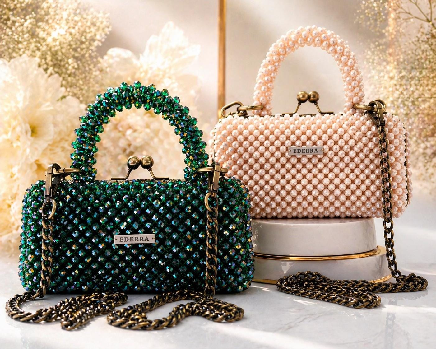 Ederra Crystal Handbag, Emerald Green Beaded Purse, Luxury Top Handle Evening Bag, Handmade Statement Purse, Bridal Guest Bag