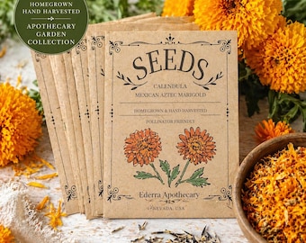 Calendula Seeds Mexican Aztec Marigold Seeds Hand Harvested Homegrown Heirloom Flower Seeds Apothecary Garden Gift Pollinator Friendly