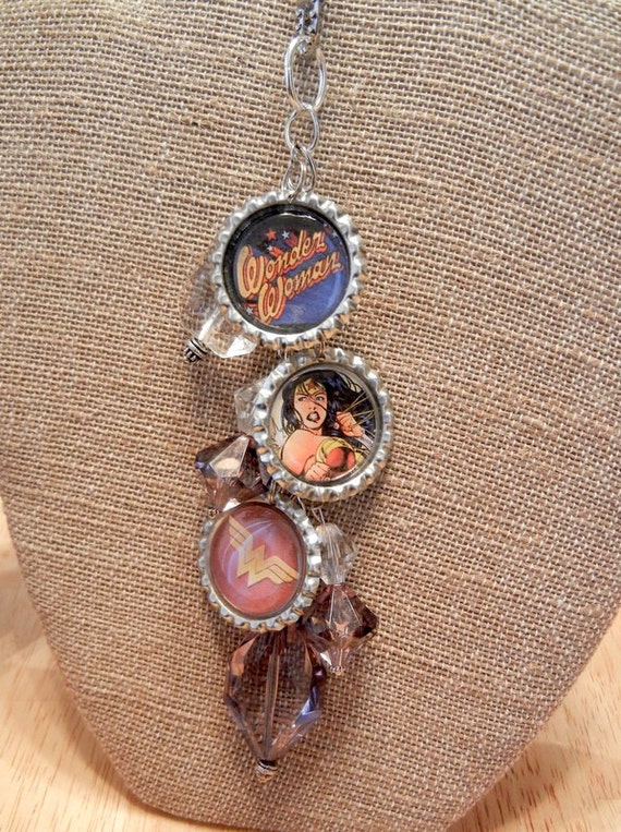 Items similar to Wonder Woman Bottle Cap Cluster Charm on Etsy