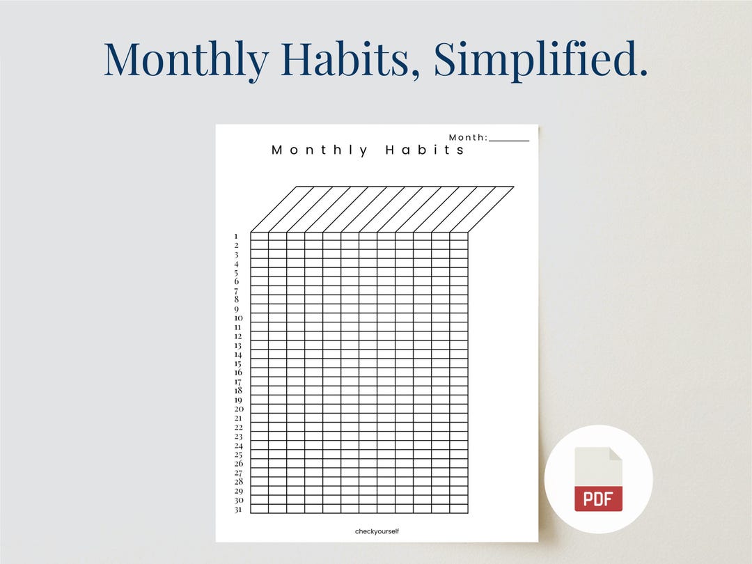 Habit Tracker PDF | Printable Habit Log | Daily Habit Grid | Bullet ...