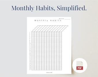 Habit Tracker PDF | Printable Habit Log | Daily Habit Grid | Bullet Journal Habit Spread | Atomic Habits Planner