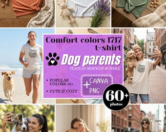 Dog Parents T-Shirt Mockup Bundle – Comfort Colors 1717, Canva Template (PNG)