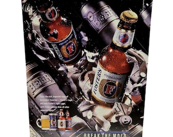 Anuncio original de revista de estilo retro de 1990 para la cerveza Foster's Lager.