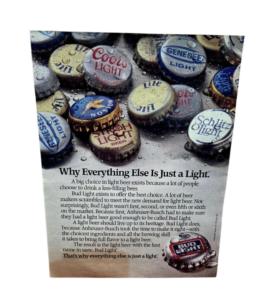 BUD LIGHT ヴィンテージ メッセージボード アメリカ　1986年 10x12 Collectible Vintage 1986 Bud Light Magazine Print