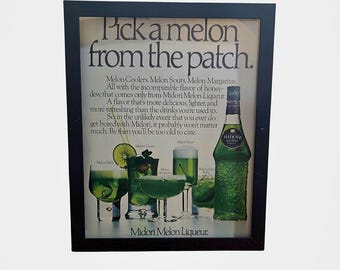 8x10 inramad vintageannons för Midori melonlikör
