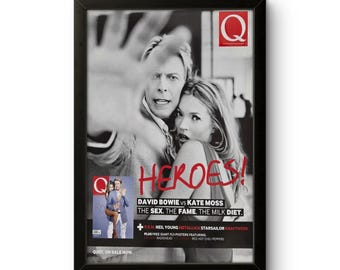 8x10 inramad vintage original Q Magazine nummer 207 med David Bowie och Kate Moss