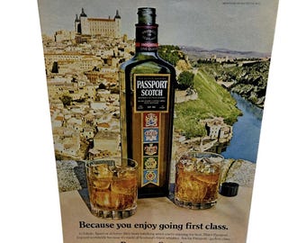 Vintage Original 1980 magazine advertisement for Passport Scotch whisky