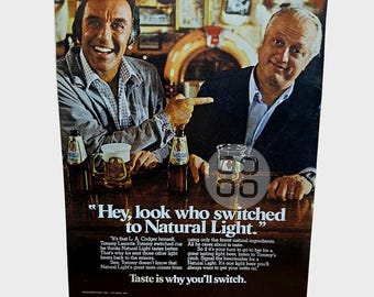 Anuncio antiguo de cerveza Natural Light de 1981: Tommy Lasorda, mánager de los Dodgers de Los Ángeles.