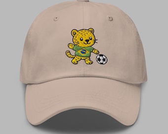 Chapeau papa Coupe du monde 2026, Brésil, casquette de football brodée, mascotte kawaii mignonne, cadeau de fan de football brésilien