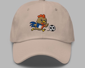 France Soccer Hat, Embroidered Mascot, Les Bleus Fan Gift