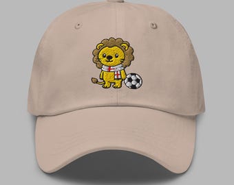 Embroidered England Soccer Hat, Lion Mascot, Football Fan Gift