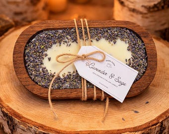 Lavendel en salie deegkom talgkaars