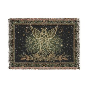 Manta tejida de algodón con mosaico de ángel / Manta de tapiz de ángel con halo imagen 8