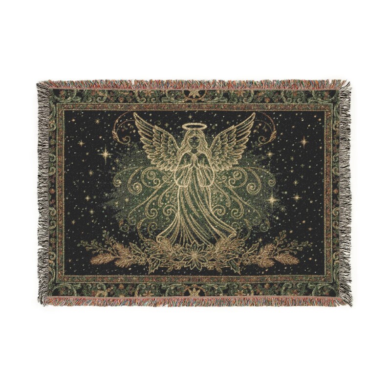 Manta tejida de algodón con mosaico de ángel / Manta de tapiz de ángel con halo imagen 8