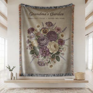 Manta personalizada com estampa floral | Manta personalizada para presente de vovó