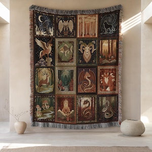 Cryptid Woven Blanket | Mythical Creatures Tapestry Throw