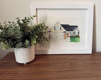 Retrato de casa personalizado pintado a mano: ilustración caprichosa en gouache