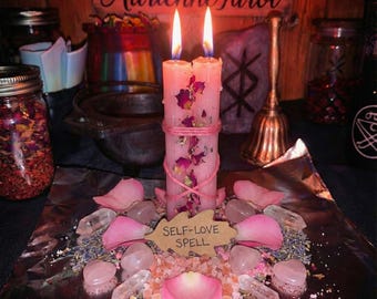 Self Love Spell Jar, Glamour Magic Beauty Ritual, Rose Quartz Confidence Crystal Kit, Witchy Self Care Gift for Her